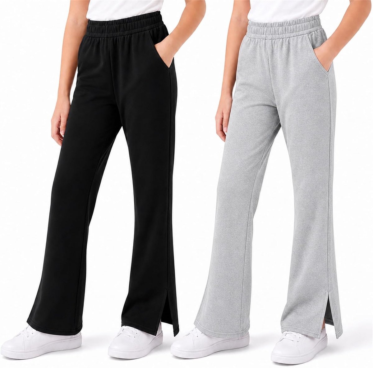 Meisjeslegging katoenen broek met wijde pijpen, 2-pack actieve kleding voor 5-16 jaar