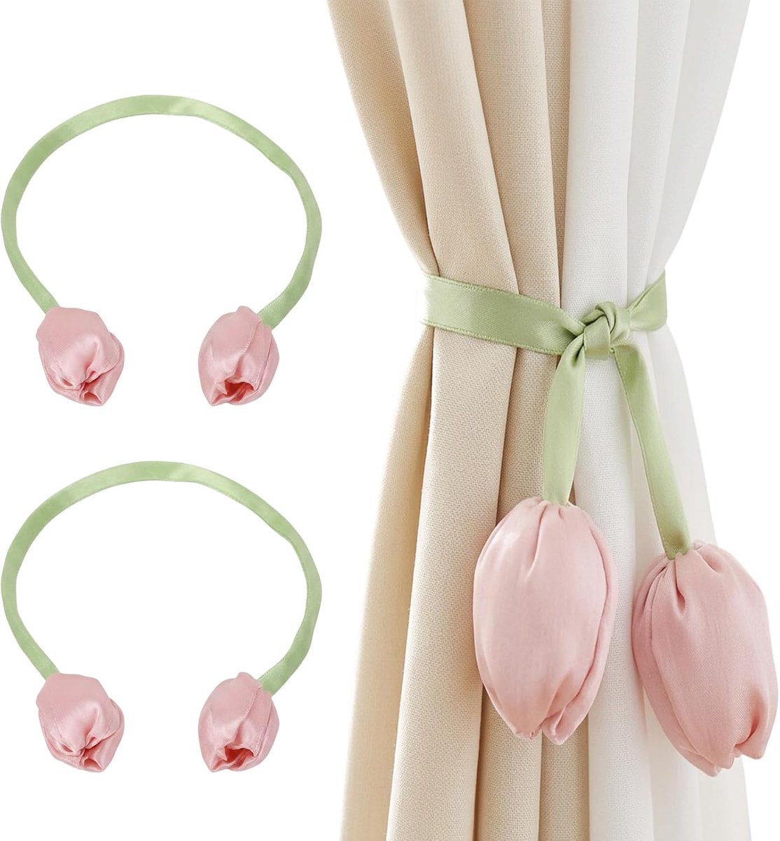Set van 2 gordijnbinders - schattige tulpen gordijnclips voor kinderkamer