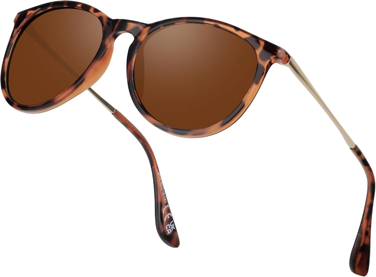 Zonnebril Dames Gepolariseerd - Designer Zonnebril voor Dames Ronde Cat Eye Zonnebrillen met UV400 Bescherming voor Autorijden en Reizen