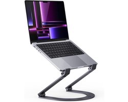 Maxonar In Hoogte Verstelbare Opvouwbare Aluminium Laptopstandaard Ergonomisch,GeventileerdeLaptopstandaard Plat Opvouwbaar voor Draagbaarheid,Compatibel met MacBook,Dell 11-15"Grijs