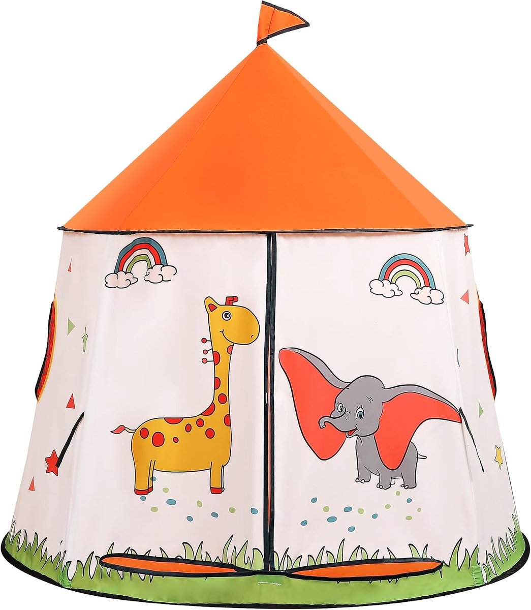 Speeltent voor peuters, draagbare pop-up indianentent, tipi,Prinses prins Castle Play Tent, EN71-gecertificeerd, speelhuis voor binnen en buiten, of kerstcadeau (oranje)