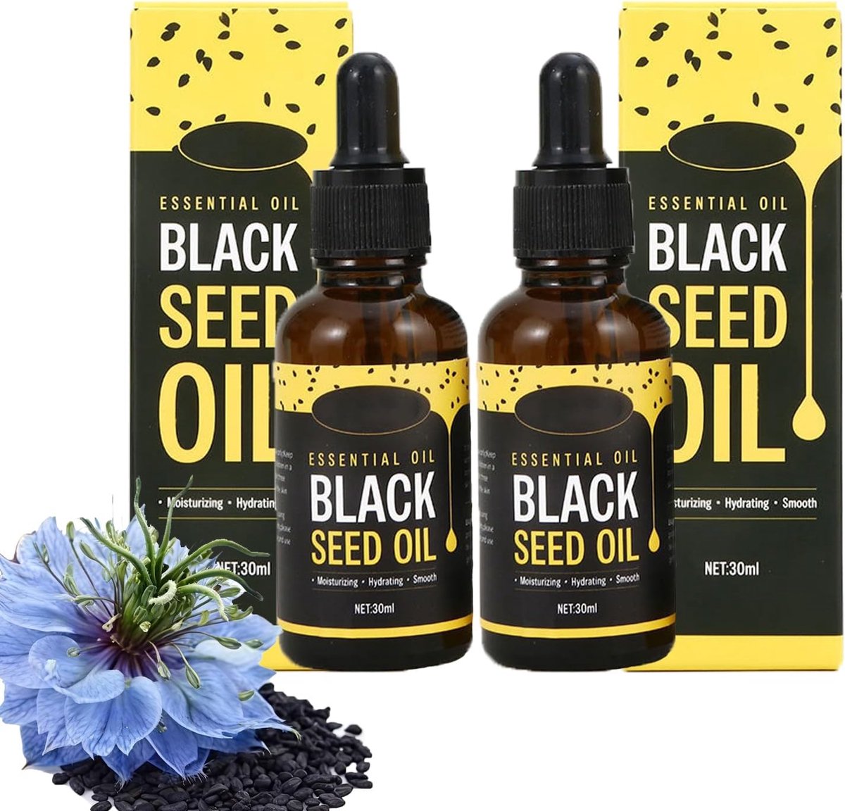 Zwarte Komijnzaadolie 60 Ml, Black Seed Oil Organic Cold Pressed 100% Puur Natuurlijk En Premium Koudgeperst Voordelen Voor Lichaam, Haar En Huid
