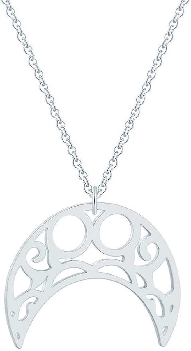 Dames ketting Staal Maan Hanger Zilverkleurig