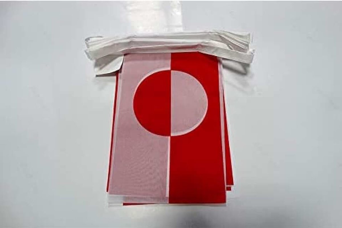 Slinger Groenland 6 m 20 vlaggen Licht Polyester 21x15 cm | Binnen en buiten Groenlands vlaggenlijn Kalaallit Nunaat vlaggen op verstevigde band gestikt