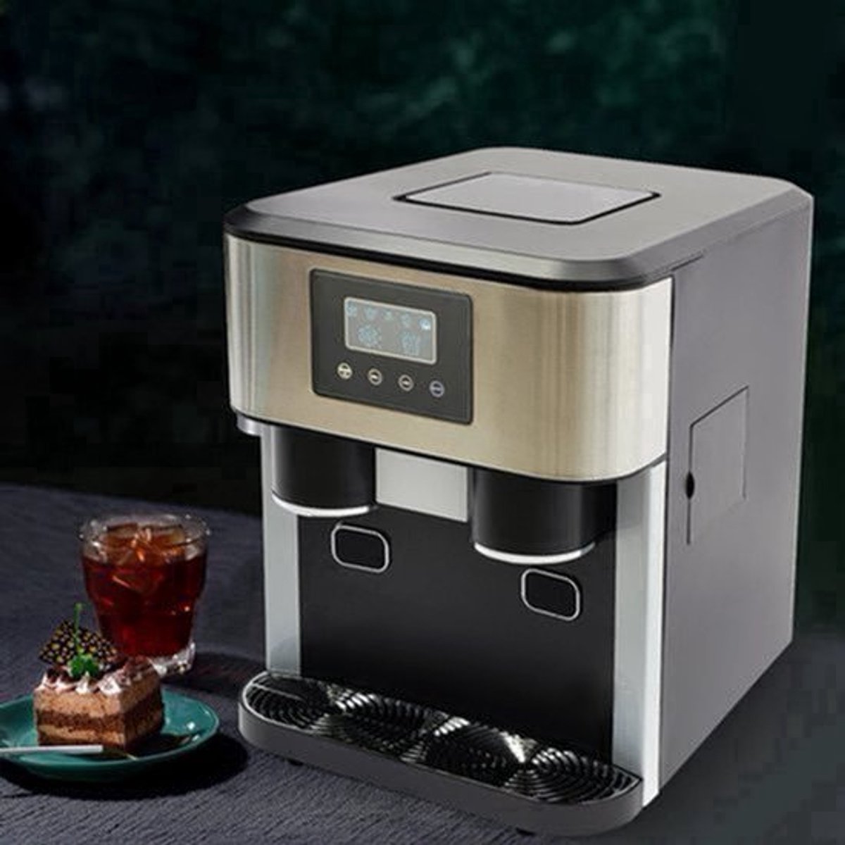 IJsmaker – Ijsmachine – Ijsblokjesmaker – Ijscrusher – Waterreservoir 1,8L – 100-150W Motorvermogen – LCD-Touchpaneel