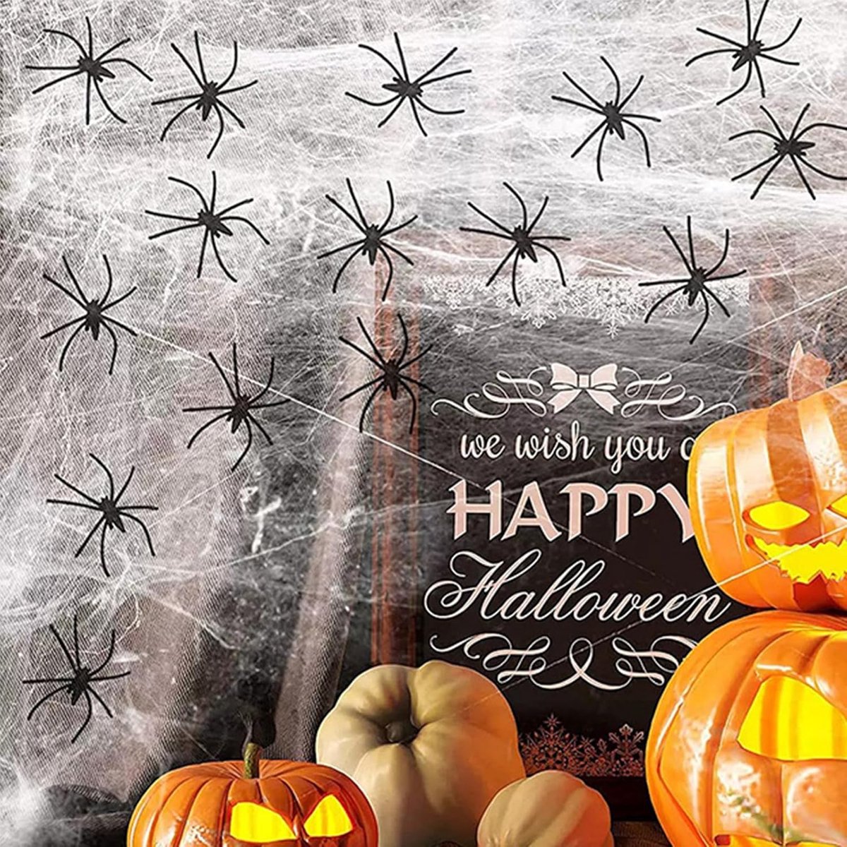 800Sqft gigantische spinnenwebdecoratie, Halloween spinnenwebben decoraties met 30 extra nepspinnen voor Halloween-decoratie, binnen en buiten, spookhuis, feestbenodigdheden