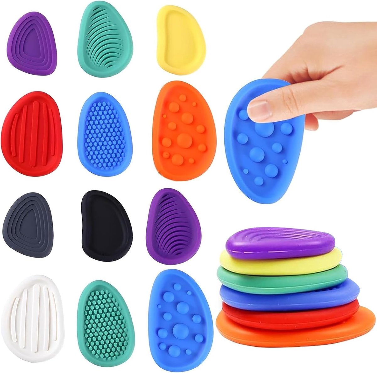 12 stuks fidget-speelgoed, sensorische stenen, anti-stress