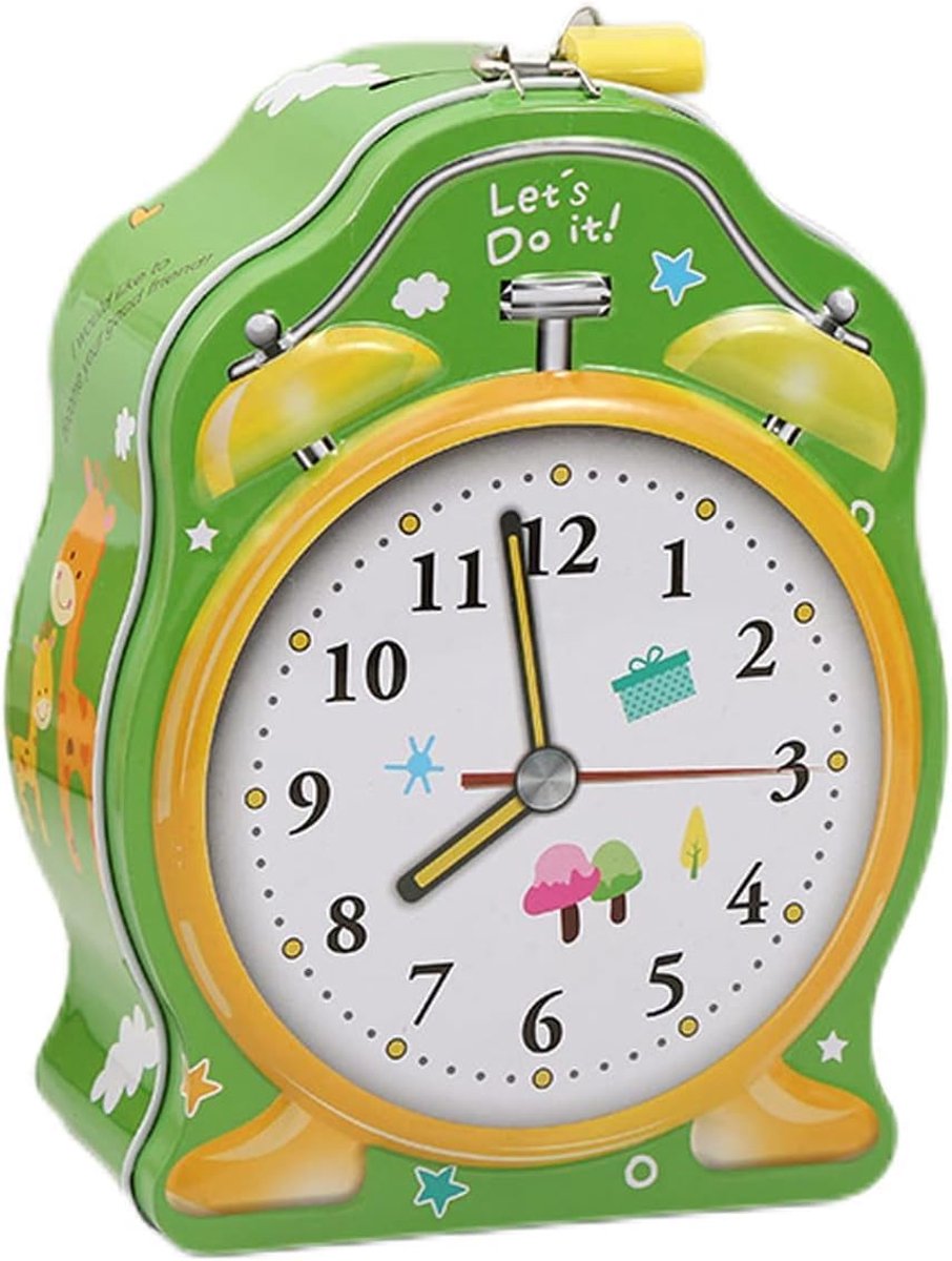Spaarpot van metaal in de vorm van een horloge met slot, spaarpot in grappige grootte, voor jongens en meisjes (groen)