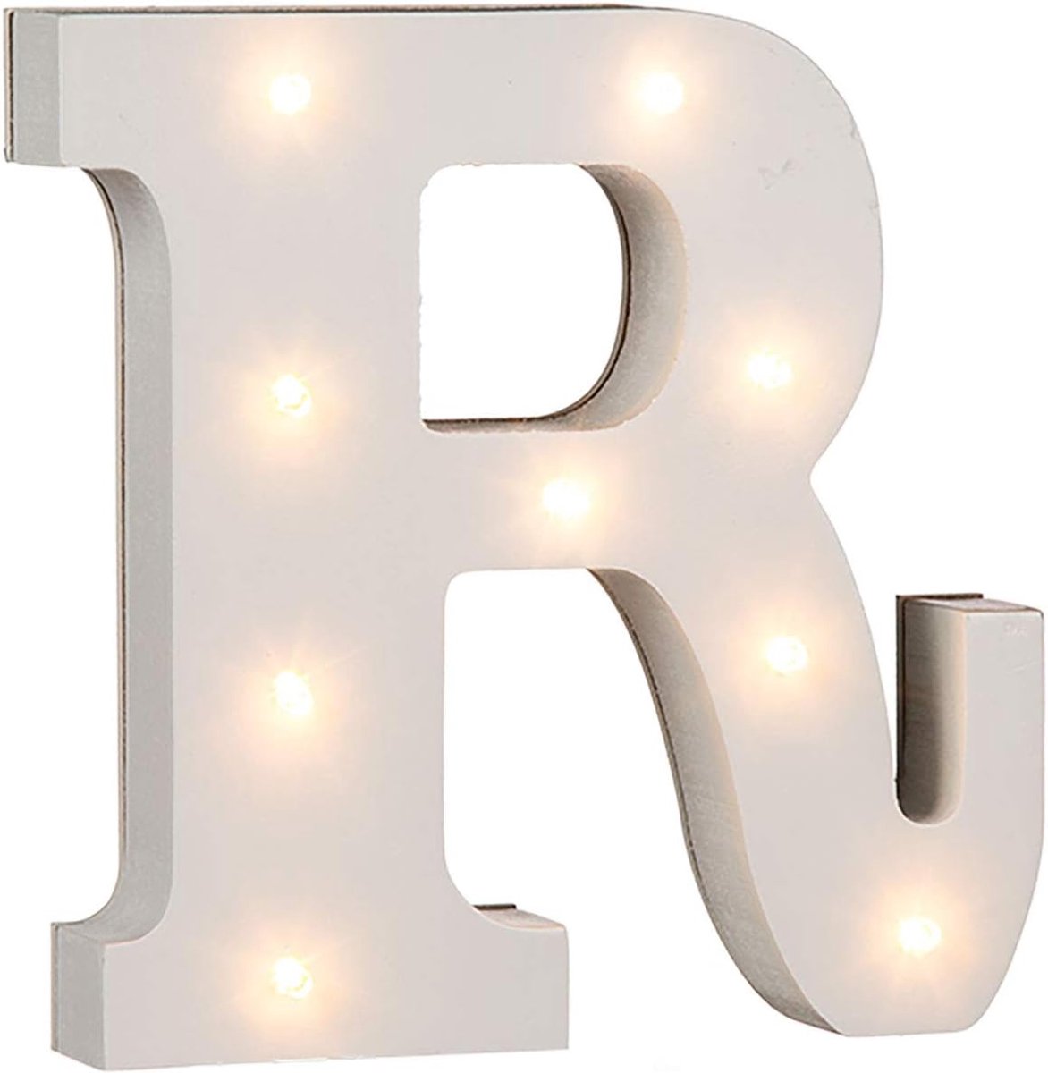 Out of the Blue 57/6091 - houten letter "R" verlicht met 9 LED-lampjes, werkt op batterijen, ca. 16 cm