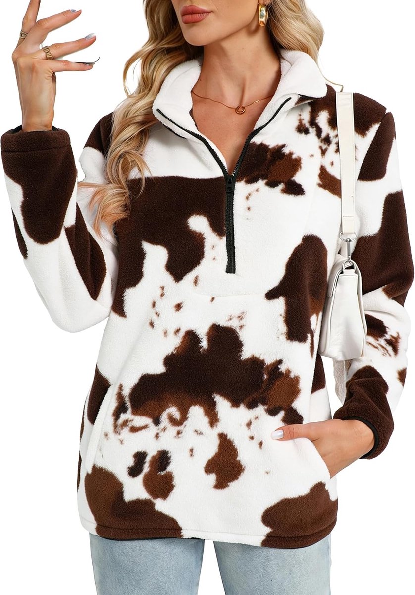 dames herfst fleece oversized sweatshirt casual fleecejack warm bovendeel winter fleece trui zacht shirt lange mouwen met zakken top