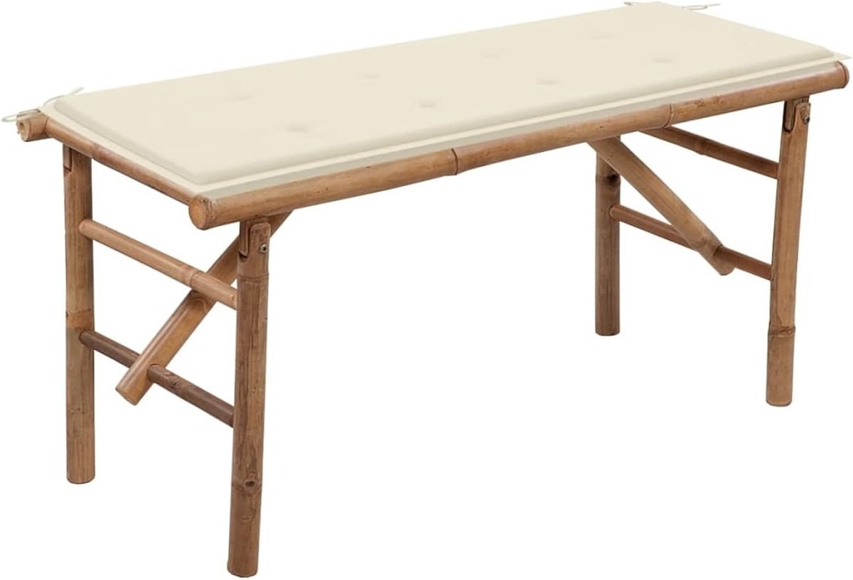 Tuinbank met kussen, 118 cm, van bamboe, tuinbanken, tuinbanken voor buiten, 3063851