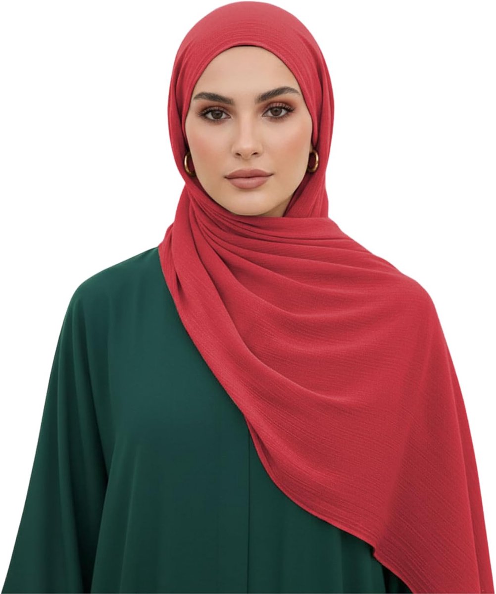 Indian Rayon Crinkle Hijab, Lichtgewicht Hoofdsjaal, Comfortabele Effen Lange Sjaal Neck Wrap voor Moslim Meisjes Hijab Sjaal voor Dames 200x75cm