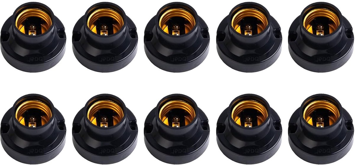 10 stuks lampfittingen E27, gloeilampfitting E27 algemeen, platte adapter, ronde schroef, diameter 55 mm