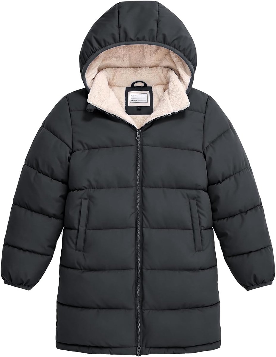 Heekpek Winterjas voor kinderen, lange jas met capuchon, voor 6-15 jaar