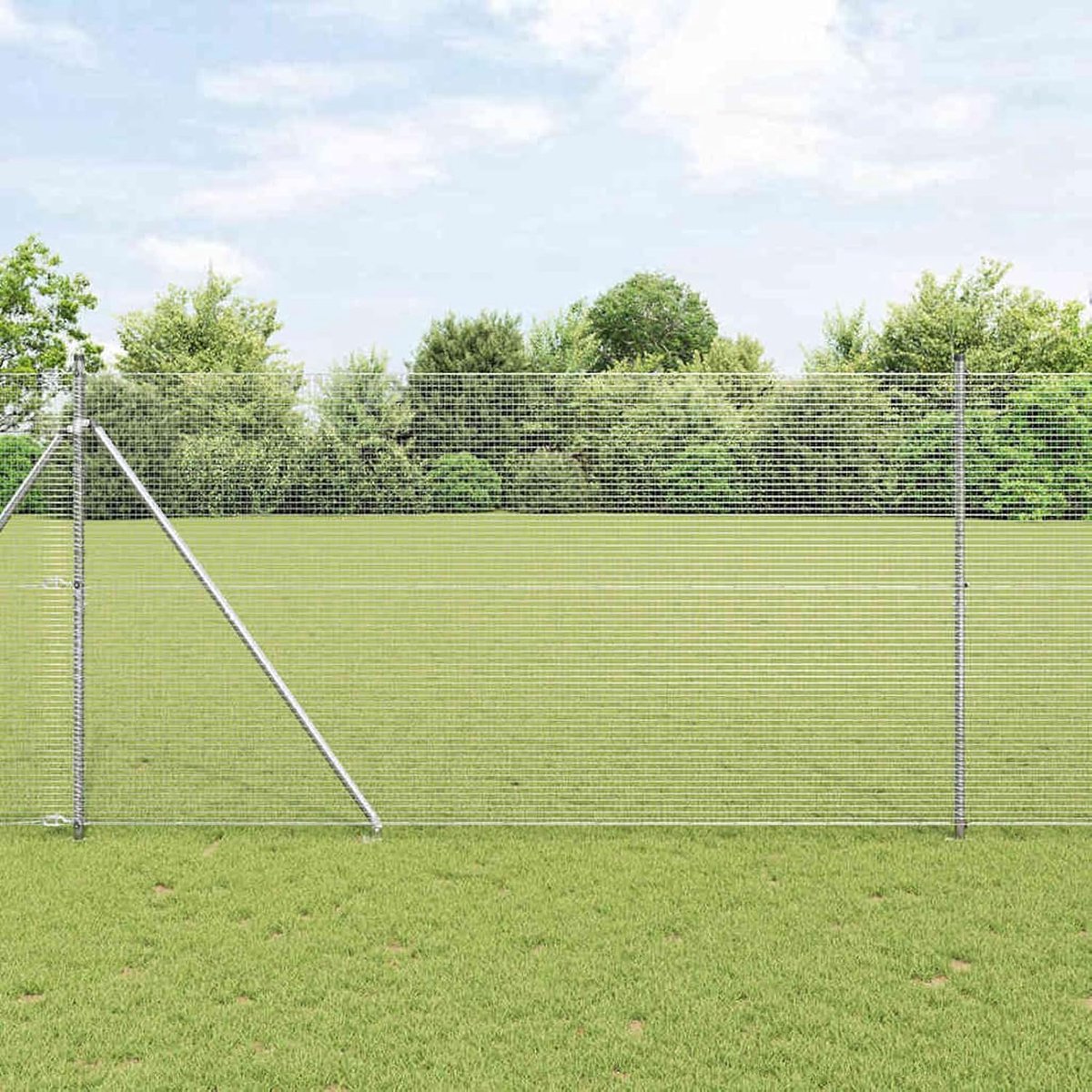 Palen, set van 2 verzinkt staal, 10 x 1,5 m, duurzaam, metalen palen voor draadhekken, tuinhek, binnenplaats, kippenhok buiten
