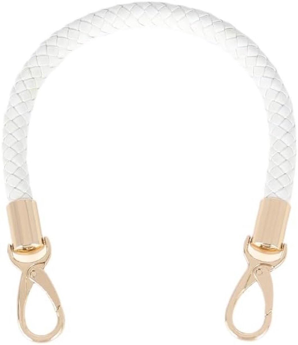 2 stuks tashengsels, doe-het-zelf tasgrepen, 40 cm, PU-leer, gevlochten schouderriem, vervangende riem voor tassen, handtas, portemonnee met karabijnhaak, wit