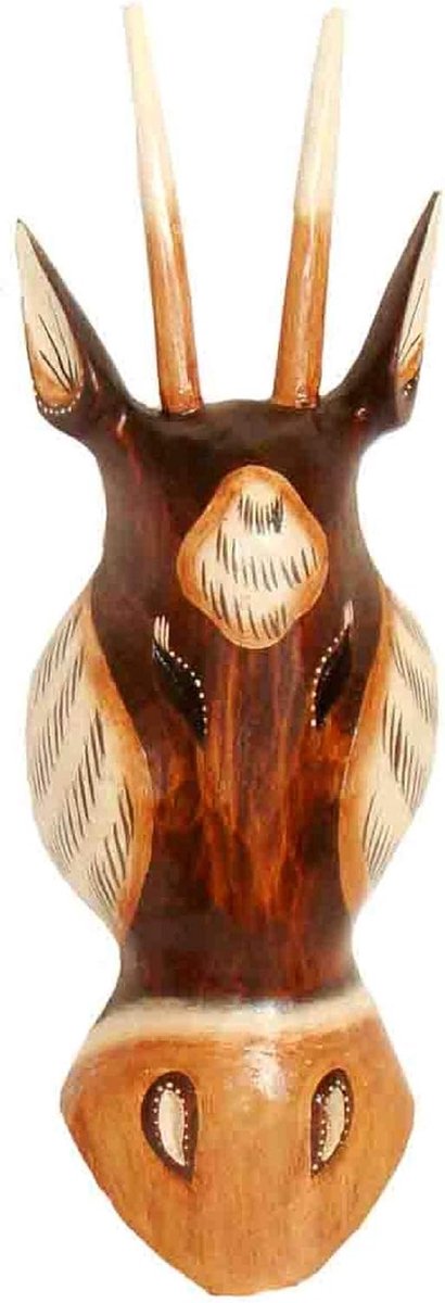 Wandmasker Antilope Albesia-Hout – handgemaakt, bruin