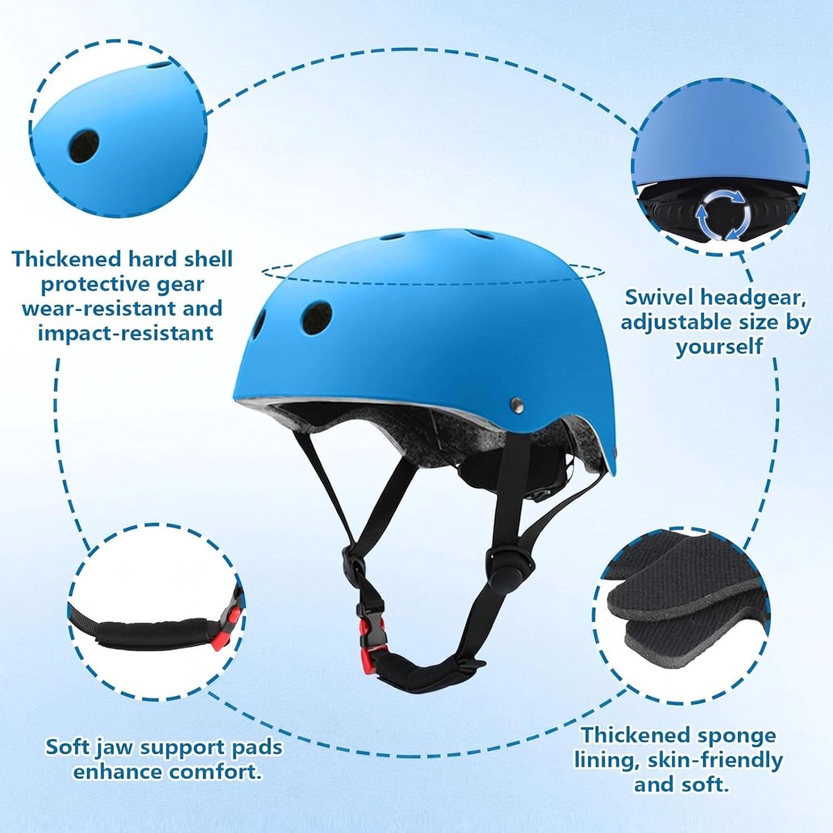 Kniebeschermers voor kinderen met helm, set van 7 beschermers, inlineskates voor kinderen, beschermingsset voor kinderen van 3-12 jaar, verstelbare kniebeschermers, beschermingsuitrusting