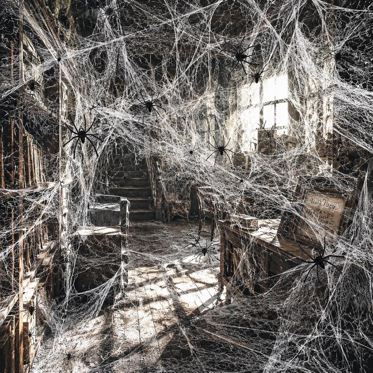 300 g spinnenweb Halloween, rekbare spinnendecoratie, Halloween met 100 stuks mini-spinnen, grote spinnenwebben decoratie voor carnaval, feestdecoratie, horror, spookhuis, erf griezelig