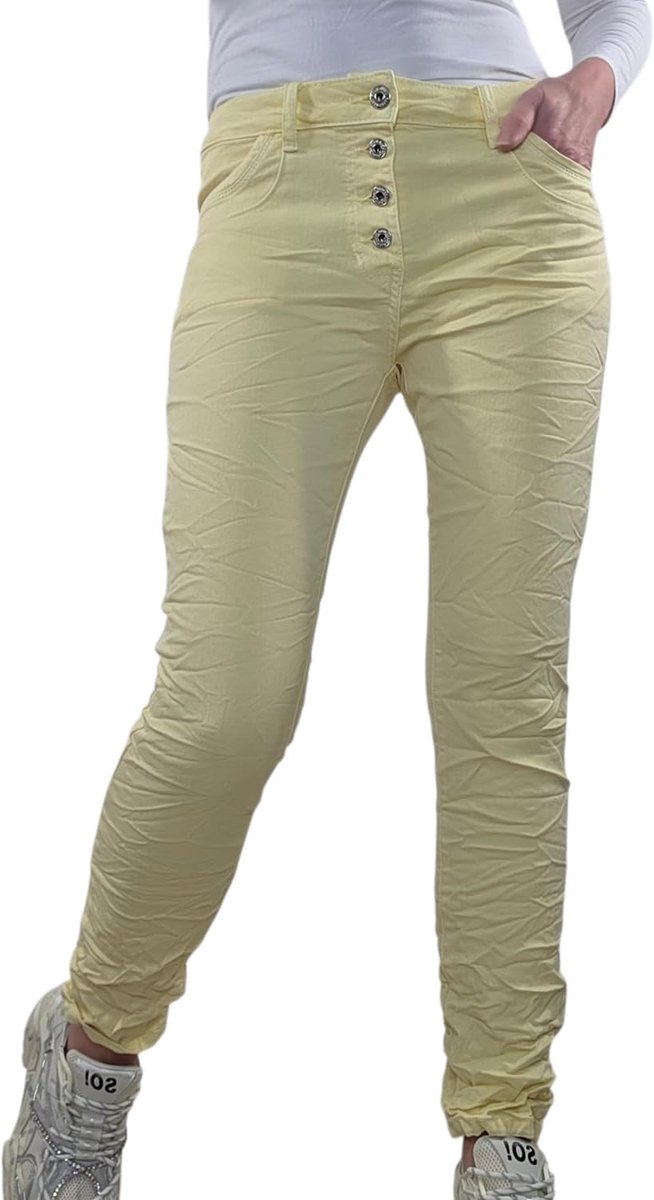 Jeans, damesbroek, baggy boyfriendsnit, decoratieve knoopsluiting, perfecte pasvorm