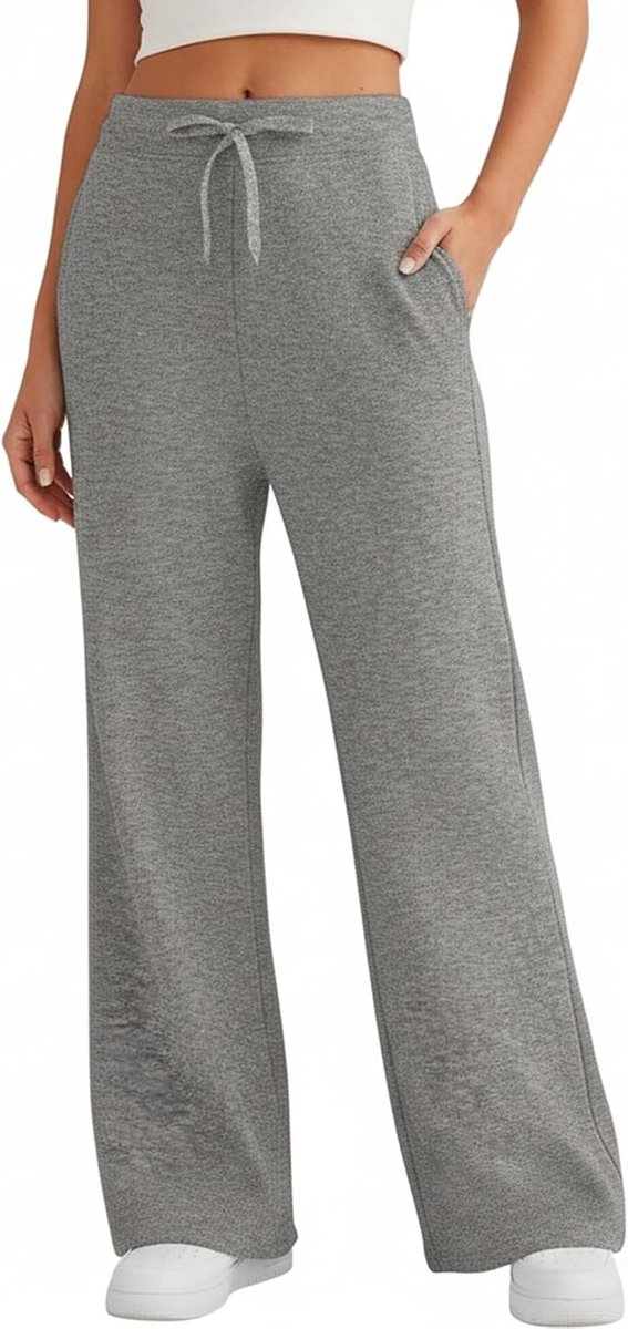 Yogabroek voor dames met hoge taille, brede sportbroek, brede pijpen, casual joggingbroek met zakken, joggingbroek, fitness, pilates, dans, fitnessstudio