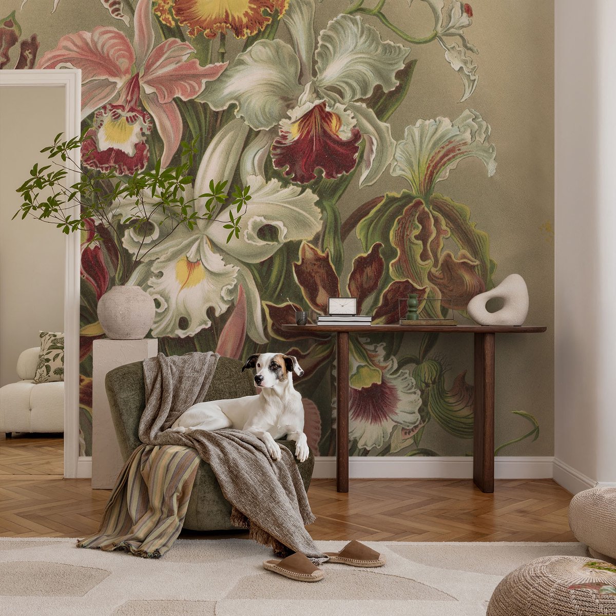 Coloray Vliesbehang - Groente Snellijm Behang - 104x70 cm - Bloemige Elegantie Muurschildering - Slaapkamer behang Bloemen En Planten - Fotobehang Vlies - Slaapkamer behang