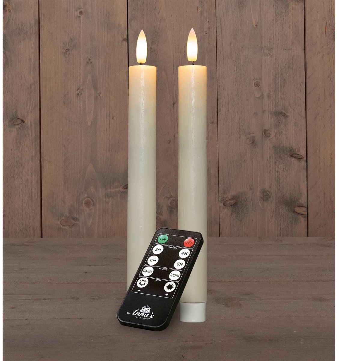 Anna's Collection LED dinerkaarsen - USB oplaadbaar - 2x st - ivoor wit - 23 cm - afstandsbediening