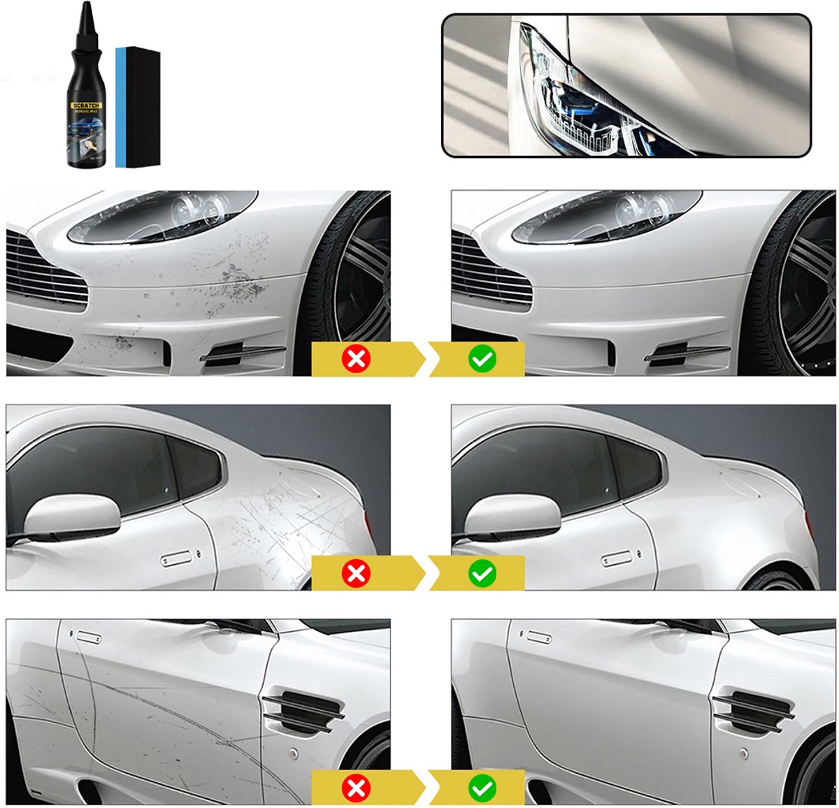 Reparatieset voor autokrassen - Krassenverwijderaar voor auto's - Krassencrème voor auto's - Autoreparatie & -onderhoud - Onderhoud & opknappen van autolak - 100 ml - Met spons – foto 7