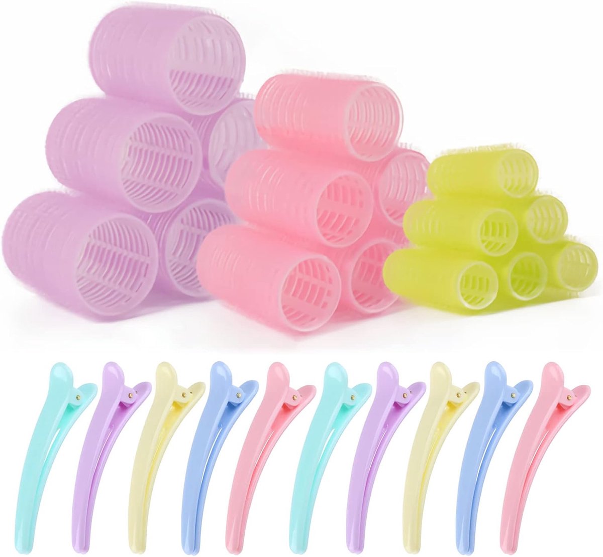 Krulspelden met 12 gekleurde eendensnavelclips voor kappers, 25/30/44 mm, willekeurige kleur