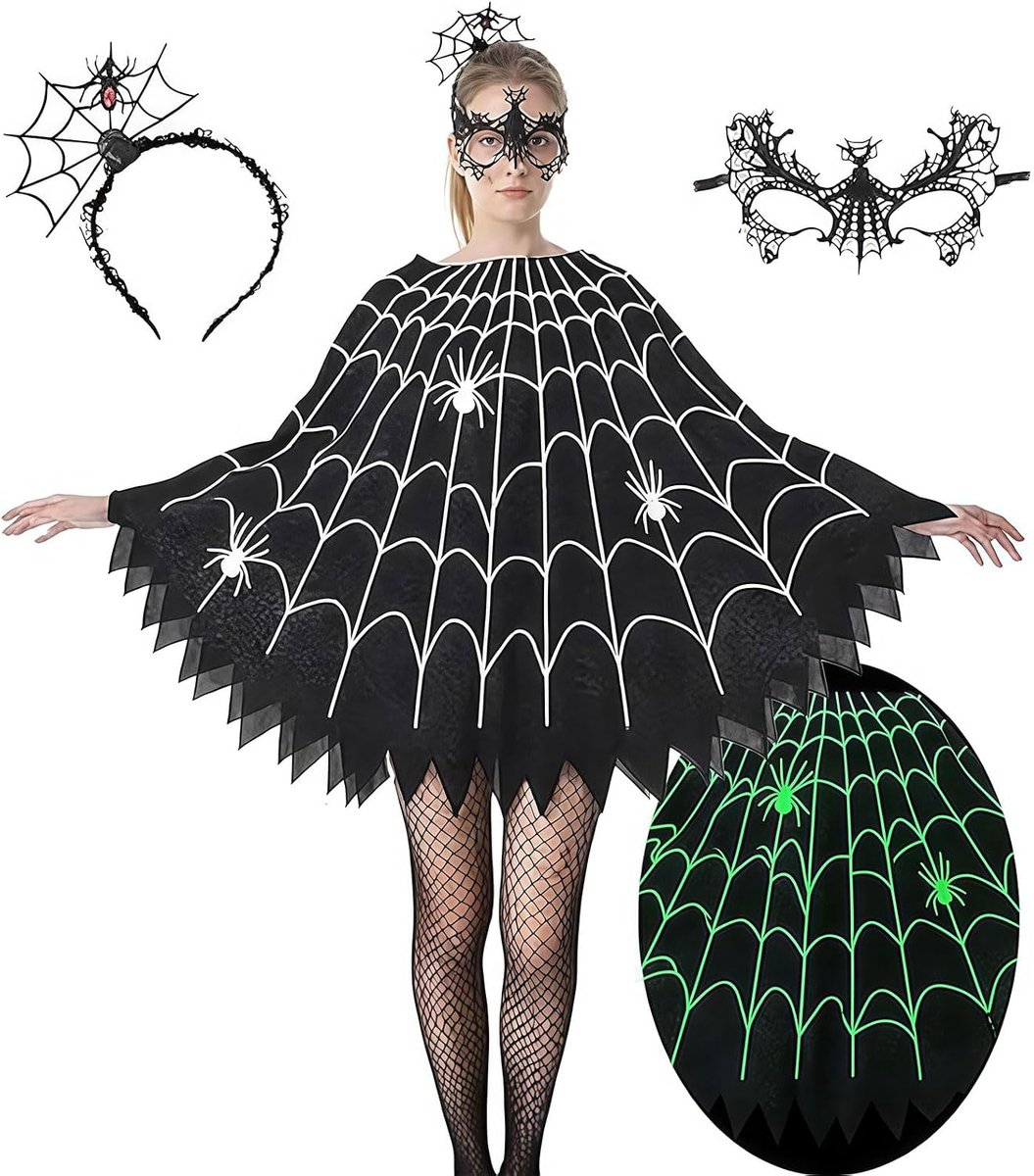 Poncho Halloween Kostuumset voor dames, glow