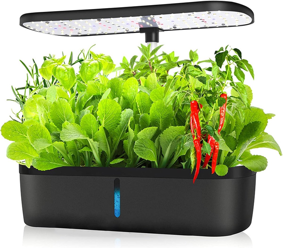 Groeisysteem, 12-Pod Indoor Kruiden Tuinset, LED Groeilicht, 40 cm Max Hoogte, Wit (zwart 03)