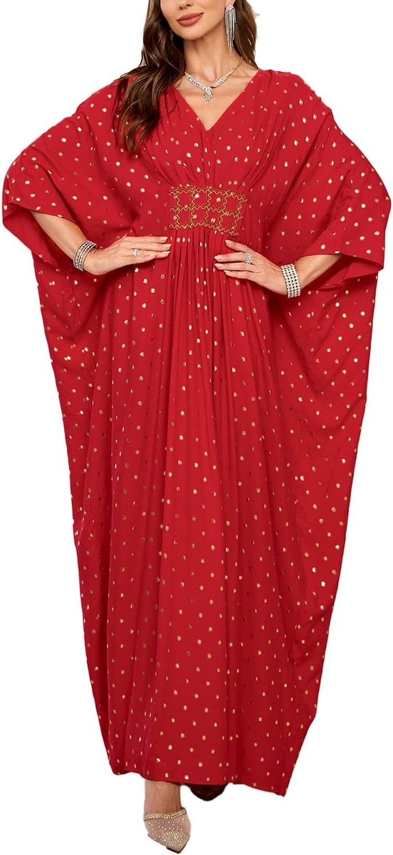 Katoenen kaftan voor dames, loungewear, boho thuiskleding, oversized kimono, maxi-strandjurk, bedekkend gewaad