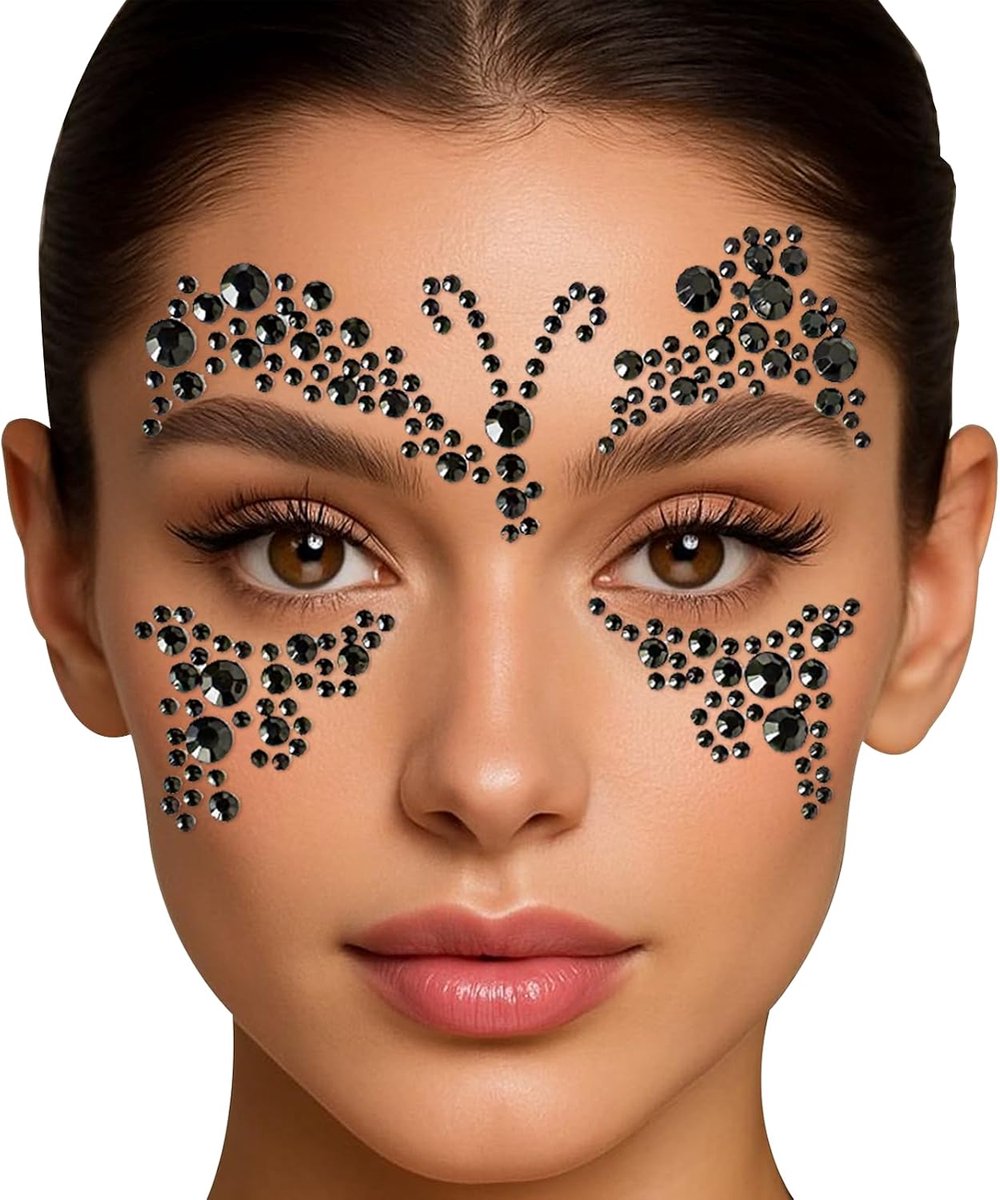 Tijdelijke Tattoos Glitter Gezicht Zwart