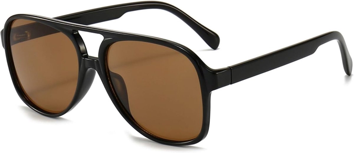 Jaren 70 gepolariseerde zonnebril voor heren, dames Vintage klassiek oversized pilotenbril