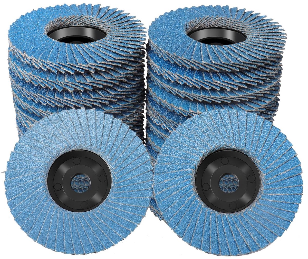 12 stuks lamellenschijven, 76 mm lamellenschijven 40/60/80/120, korrelslijpschijven, geschikt voor hout, roestvrij staal, metaal voor haakse slijpers