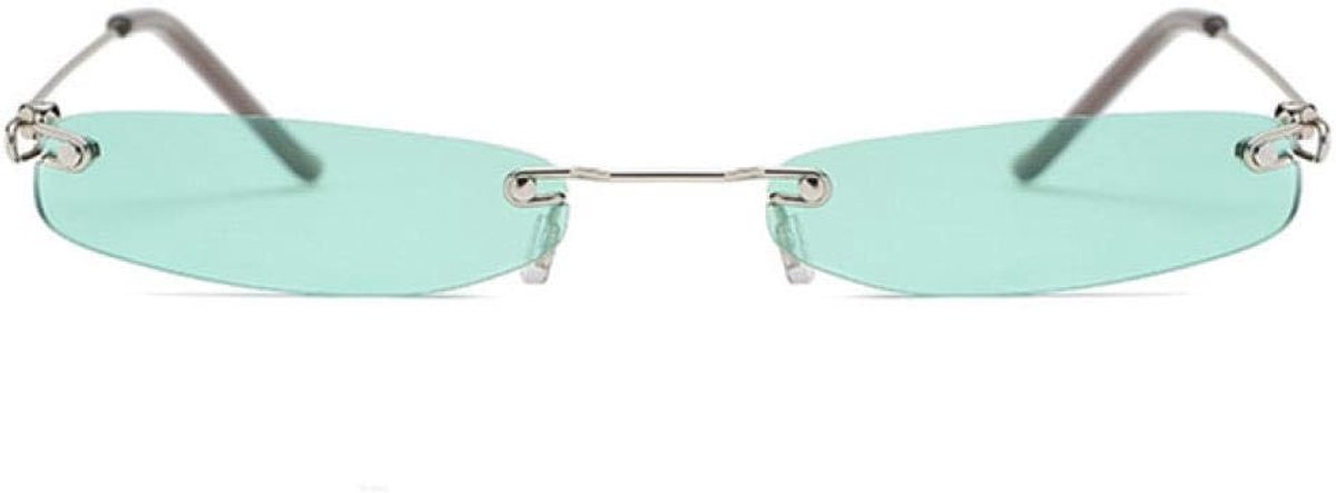 Dames transparante lens kleine smalle frame zonnebril vintage frameloze rechthoekige schaduw metalen frame bril