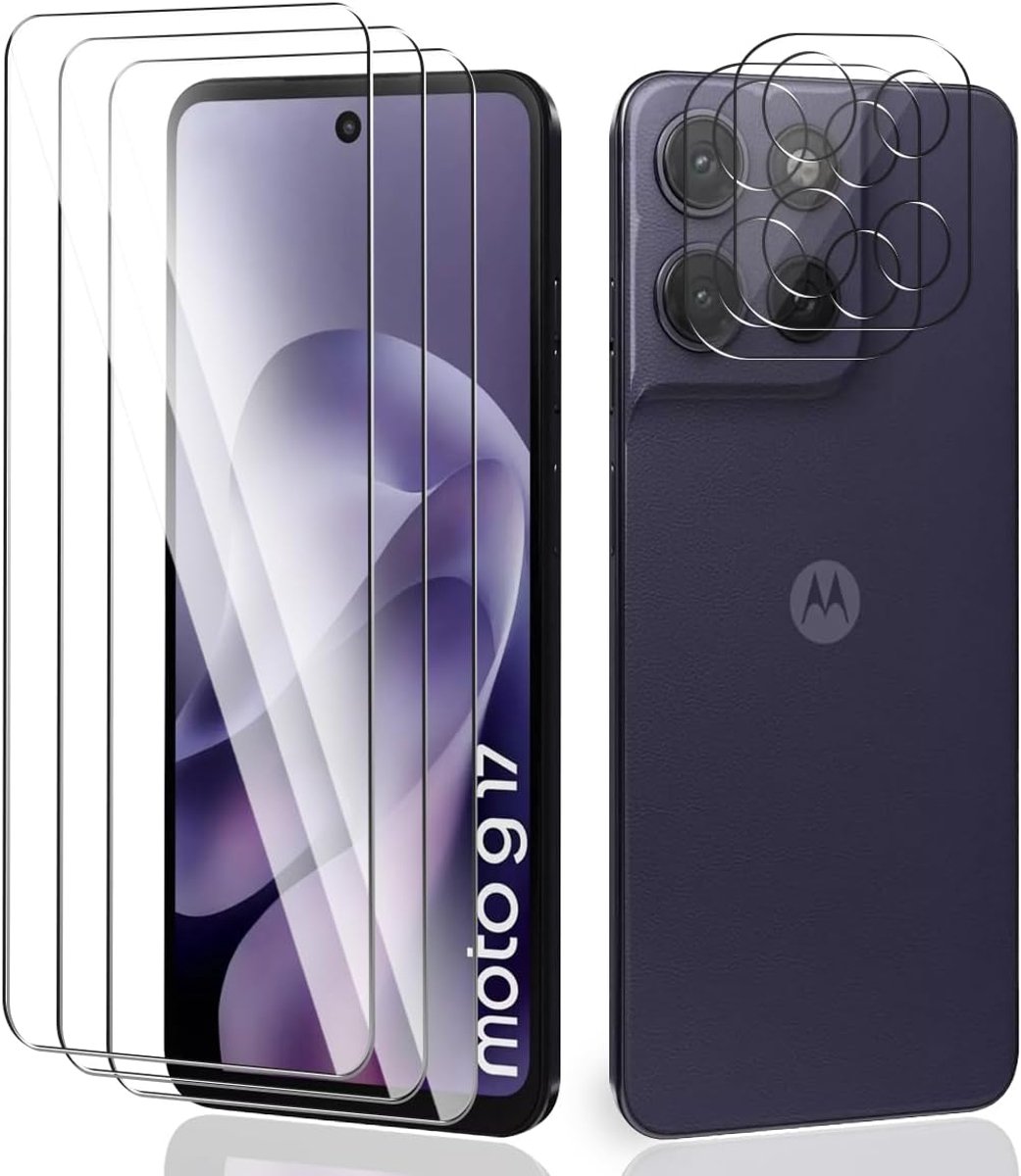 Gehard glas voor Motorola Moto G17 / G17 Power 5G, 3 displaybeschermfolies + 2 cameralensbeschermers, krasbestendig, zonder luchtbellen, HD