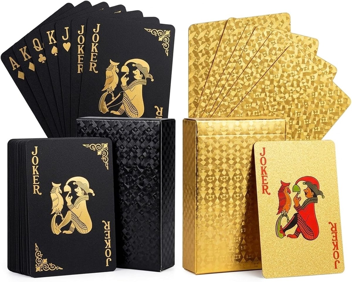 Zwart goud waterdichte pokerkaarten, 2 verpakkingen
