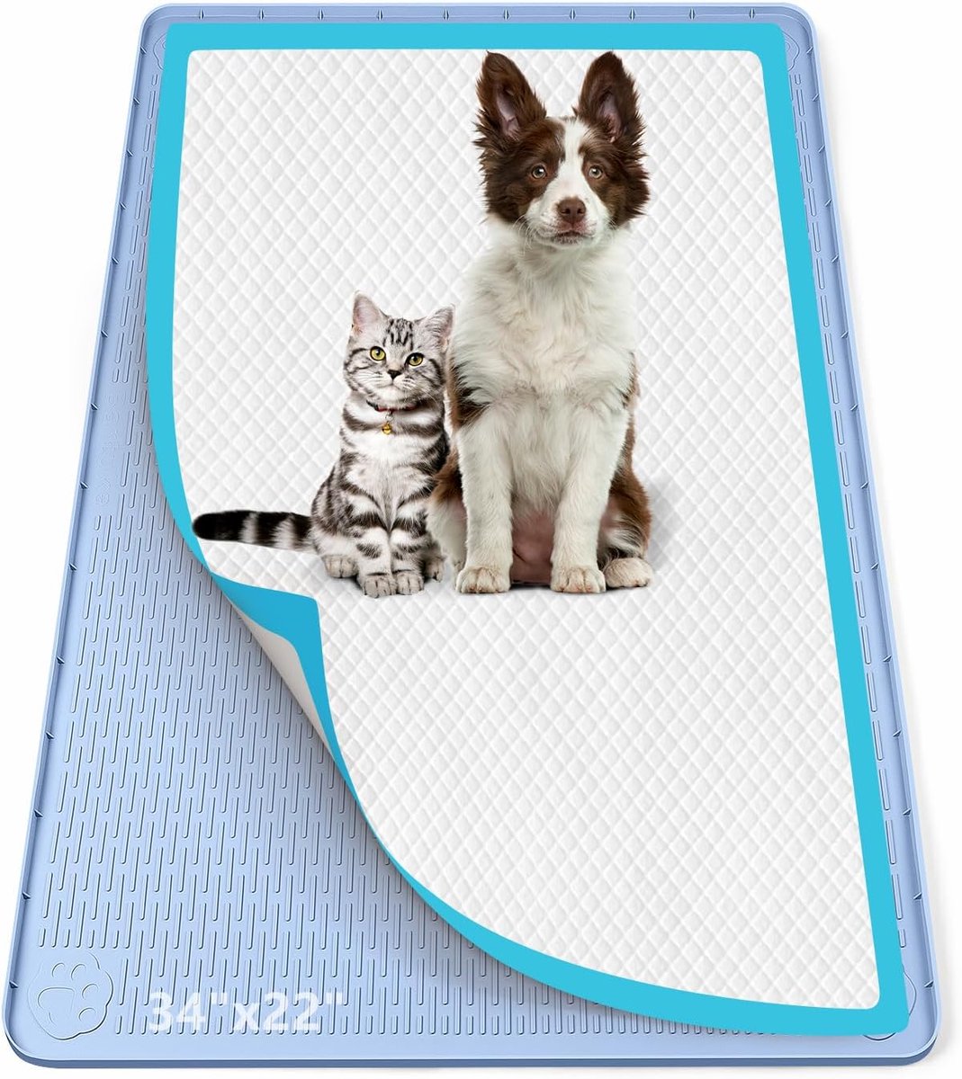 Pad Houder voor Honden, 34 "x 22" Siliconen Plas Tray Mat Lekvrij, Hoge Rand, Geen Morsen Huisdier Pad Houder voor Puppy, Kat, Konijn, Trainingspads voor Vloerbescherming, Geen Plas Pads