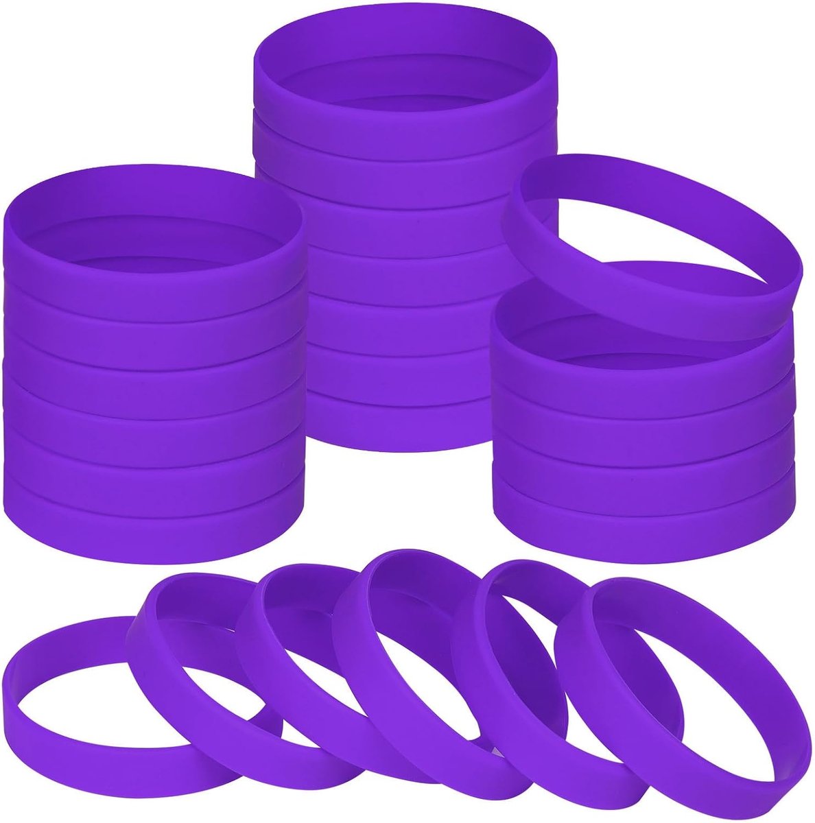 Polsbandjes Blank Rubber Armbanden voor Volwassen Kid Tiener, 24 stks Sport Party Siliconen Elastische Polsband Armband bands voor Evenementen School Leraar Supplies