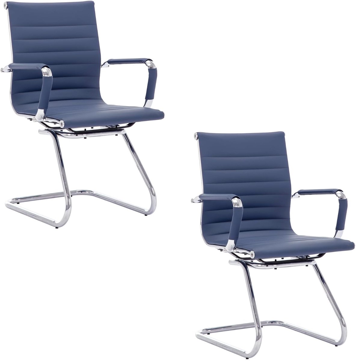 Bureaustoelen 2 stuks metalen conferentiestoelen, blauw