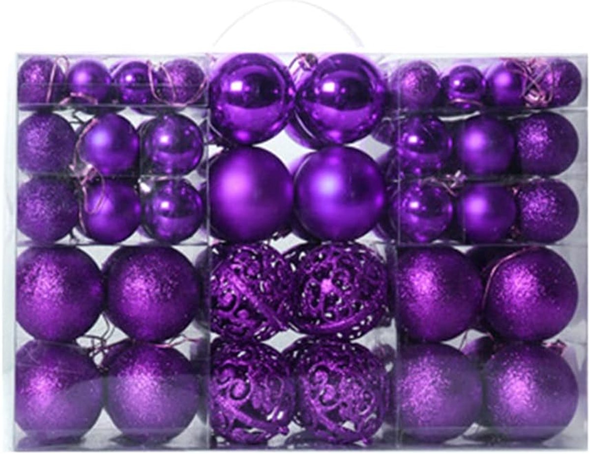 Kerstboom Kunstkerstboom Hot Koop 100 Stuks Kerstbal Ornamenten Xmas Tree Ball Bauble Hanging Home Party Ornament Decor Solid Box Groothandel (Color : Purple)