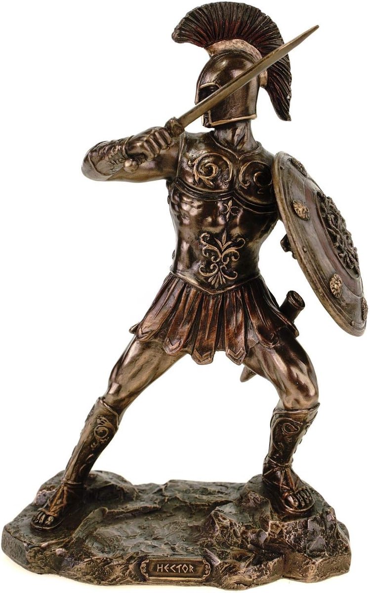 Figuur van de hector 24 cm bronskleurig handgeschilderd Troje Griekenland Achilles