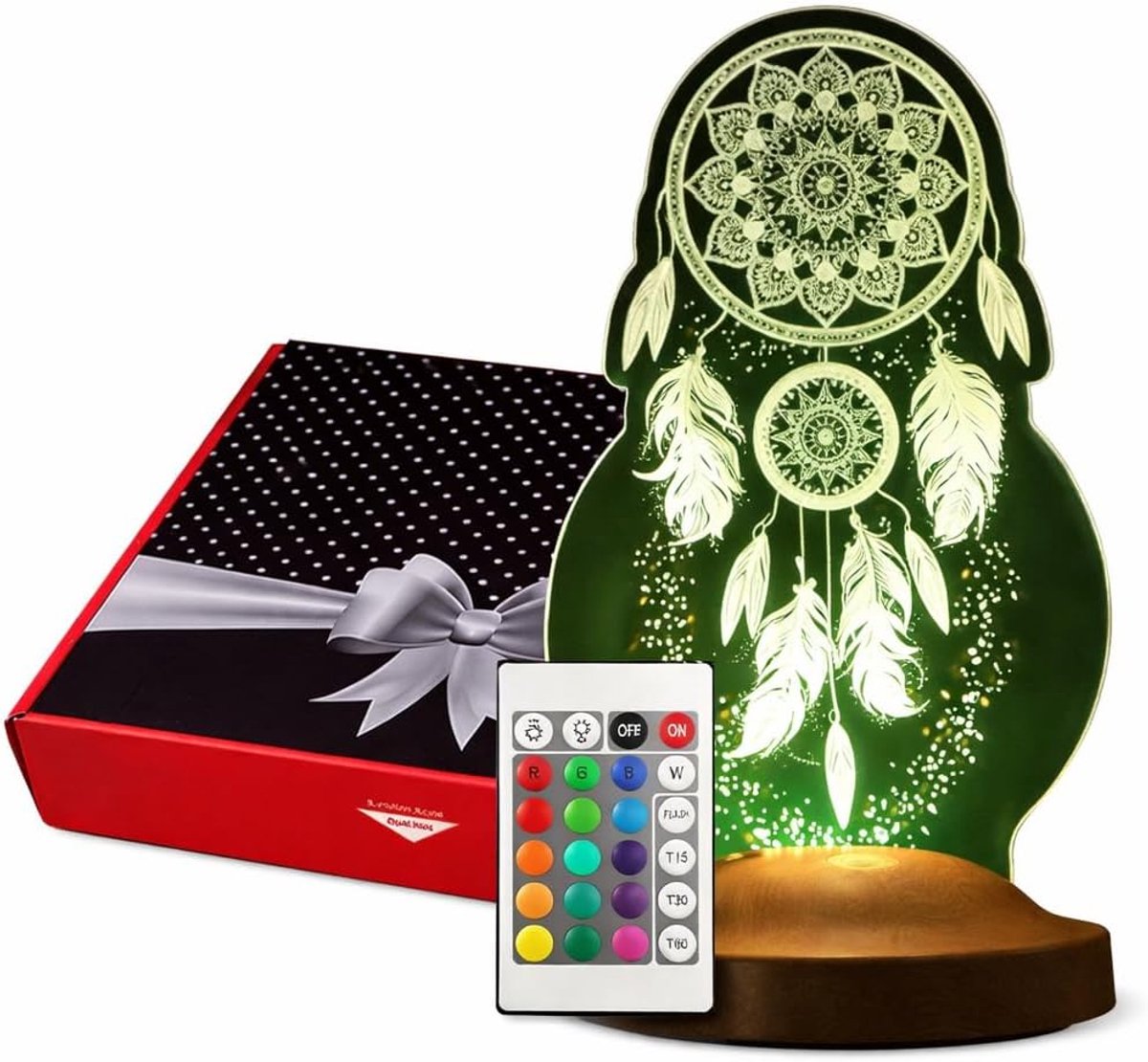 Gepersonaliseerde 3D-lamp met LED-licht, gewenste tekst, Dreamcatcher, decoratie, wooncultuur (vorm 1)