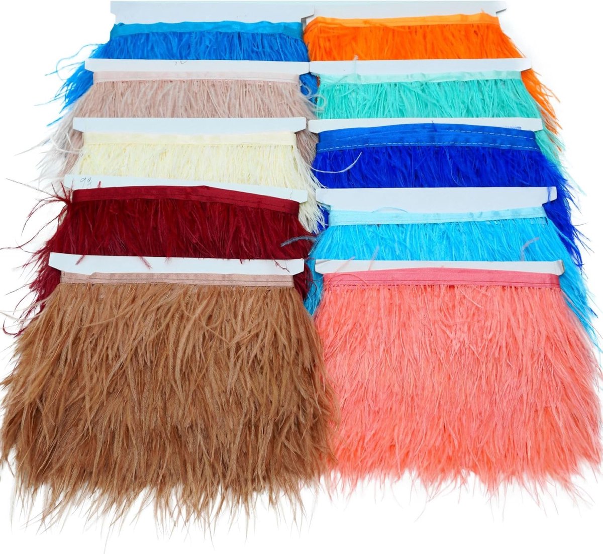 10-15cm breedte Natuurlijke Struisvogelveren Borte Flauwe veerborte met franjes Pluche veerfranje trim voor knutselen DIY handwerk naaien kleed kostuums decoratie Shrimp Roze 2m