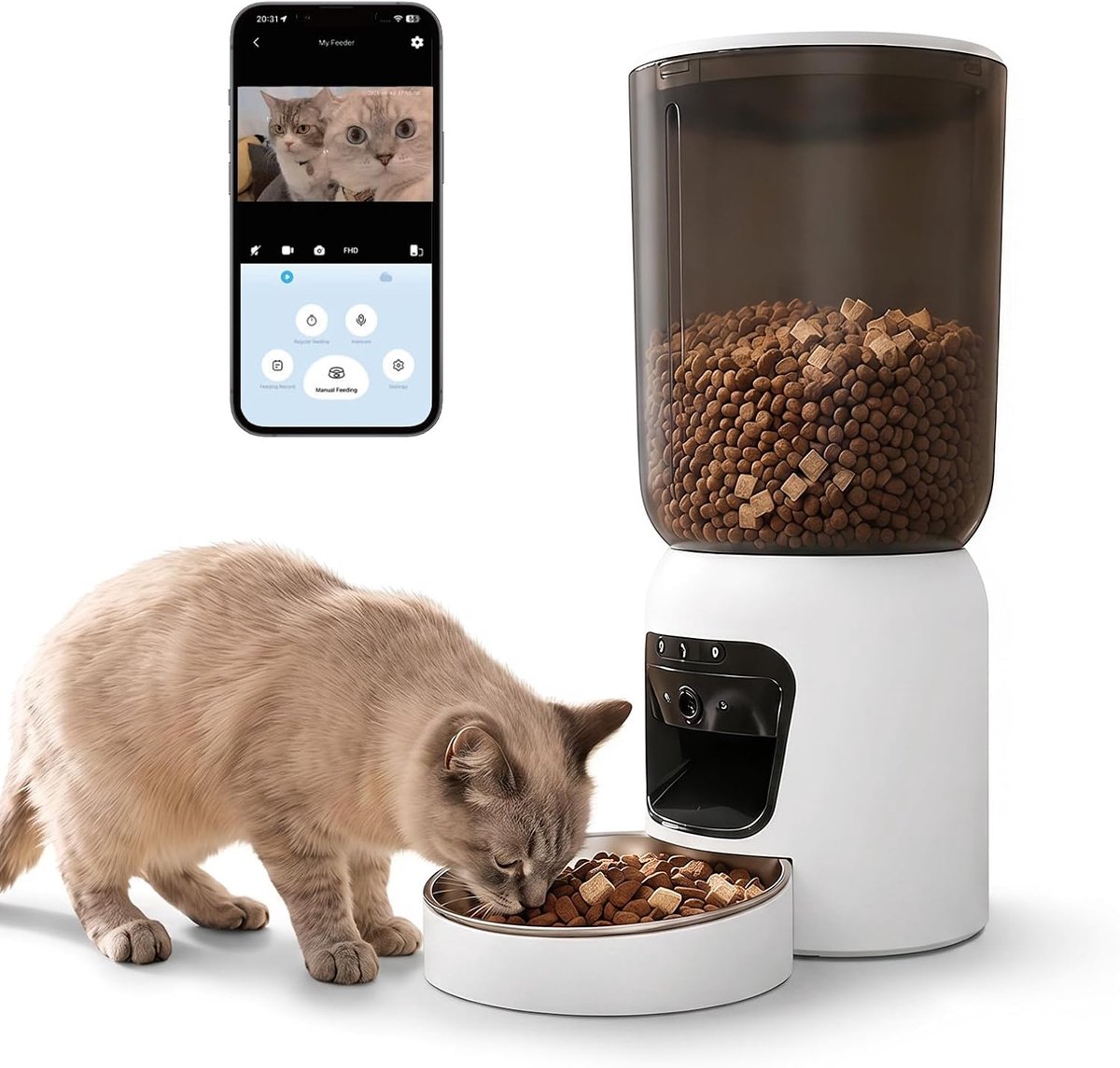 Voerbak Kat met Camera, 6L Automatic Cat Feeder WIFI