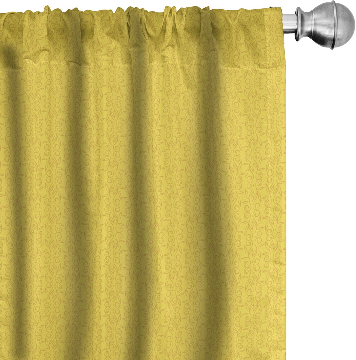 ABAKUHAUS Modern Raamgordijnen, Abstract Blad Klimop Knoppen, Lichtgewicht decoratieve 2-delige set met roedezak, 2 stuks 75 cm x 175 cm, Geel