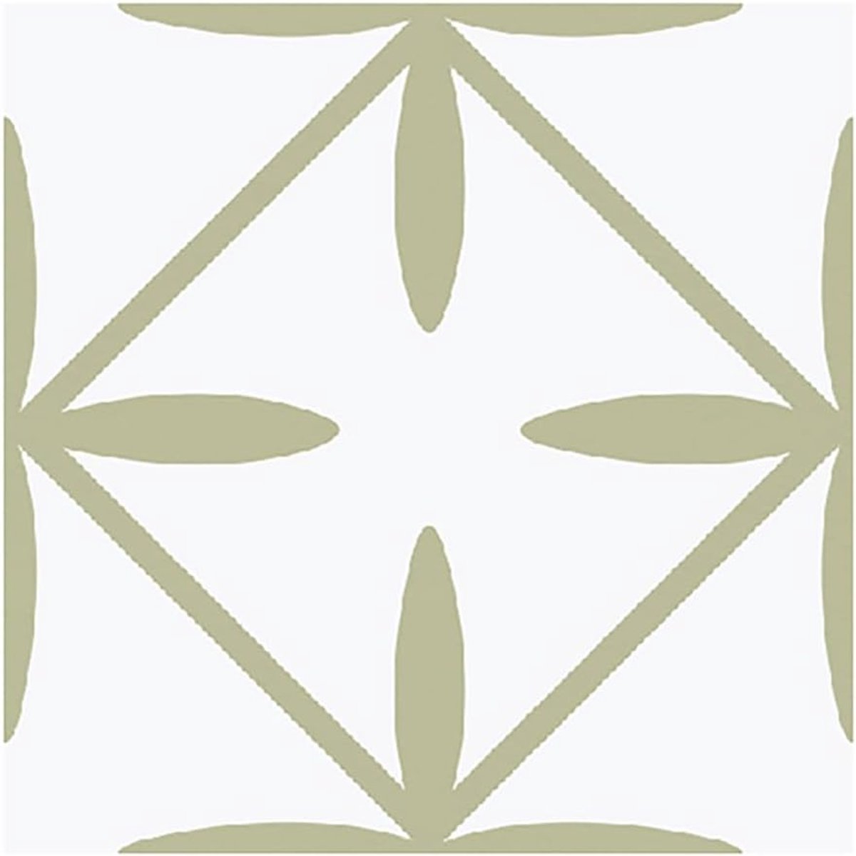 Tegelsticker, saliegroene en witte bloem, zelfklevende plaktegels, sticker voor badkamer, keuken, spatwand, folie losmaken en aanbrengen, wandsticker van vinyl, 25 stuks x 20 cm