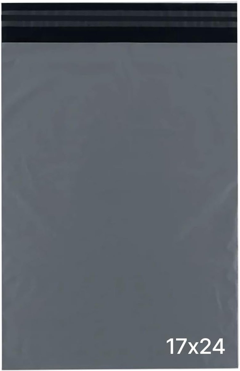 Delka Postzakken, duurzame grijze polymailerzakken, scheurbestendige verzendenveloppen voor kleding, documenten, sterke zelfklevende lijm, waterdicht en lichtgewicht (17 x 24, 50 PK)