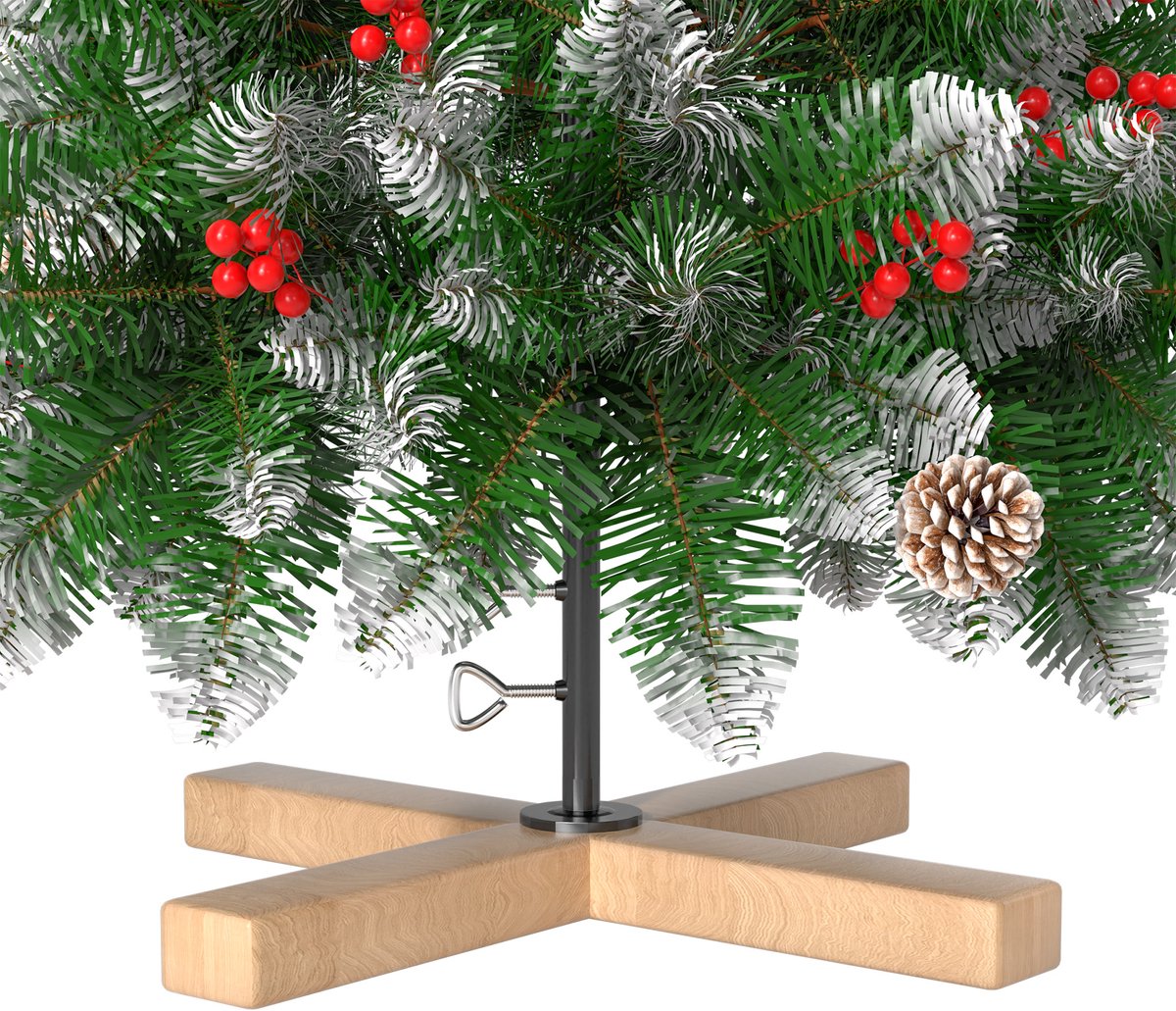 Automatische Kerstboom – 180cm Kunstkerstboom – met Witte Punten & Dennenappels – foto 3